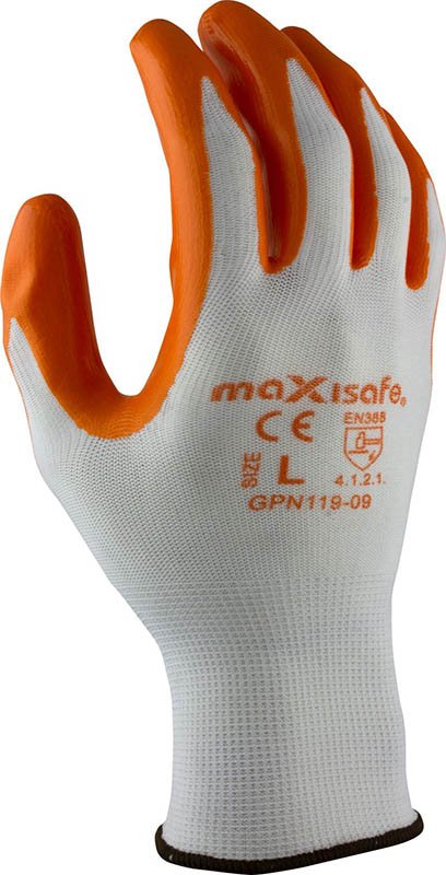 Maxisafe Orange Nitrile Coated Polyester Gloves