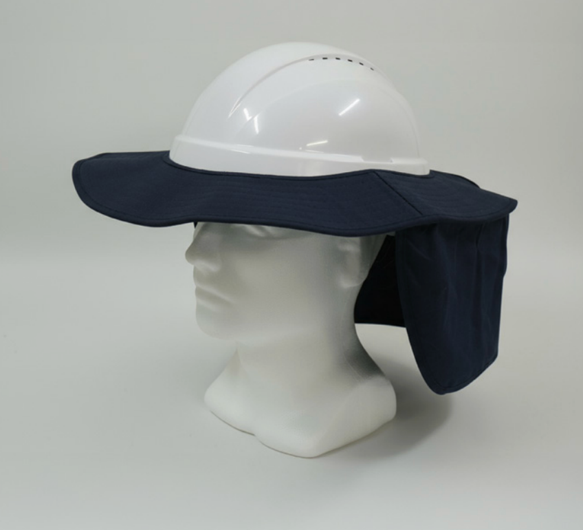 Hard Hat Brim with Neck Flap Navy Blue