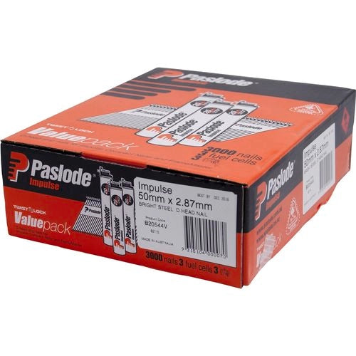 Paslode Impulse Nails - 50x2.87mm - Bright D Head with Fuel - 300/box