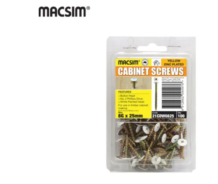 8g CABINET SCREWS - WHITE