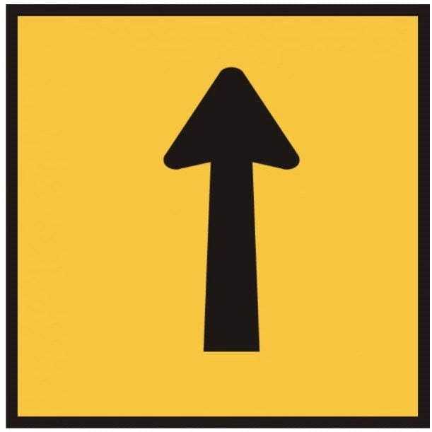 (UP Arrow Direction) Corflute Graphic Sign - Black on Yellow - 600x600mm