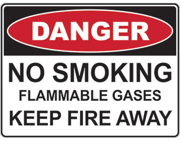 (Danger - NO SMOKING FLAMMABLE GASES - KEEP FIRE AWAY) PP Safety Sign