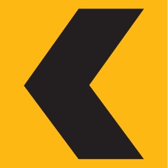 (Left Chevron) Corflute Graphic Sign - Black on Yellow - 600x600mm