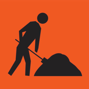 (Workmen Ahead) Corflute Graphic Sign - Fluoro Orange - 600x600mm