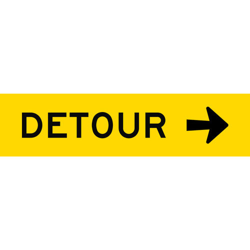 (Detour Right Arrow) Graphic Sign - Reflective - Black edge - Yellow - 1200x300mm