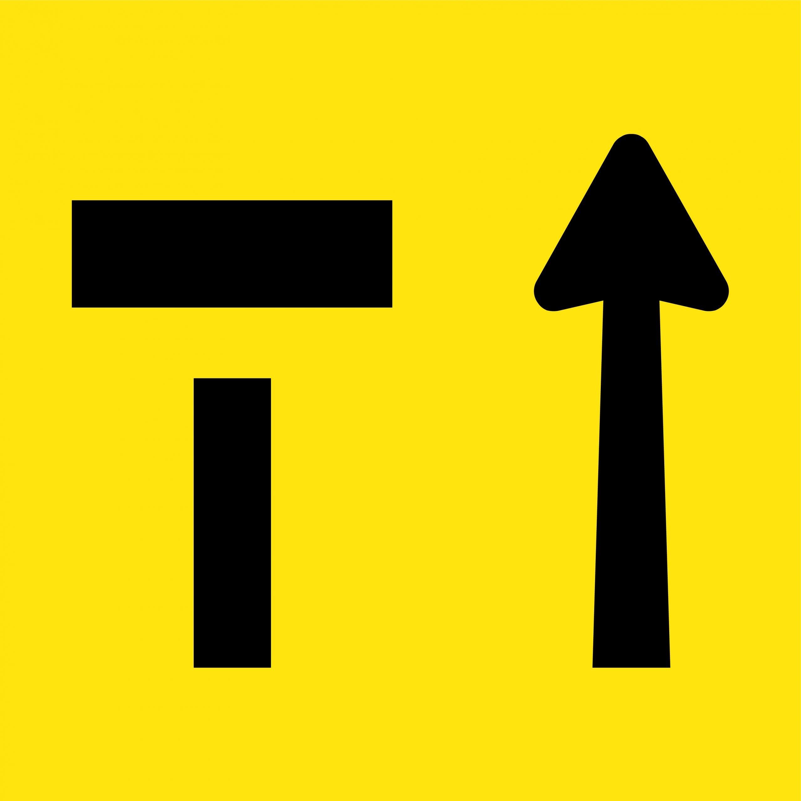 (Lane Status - 2 lanes - left lane closed) Graphic Sign - Black on Yellow - 600x600mm