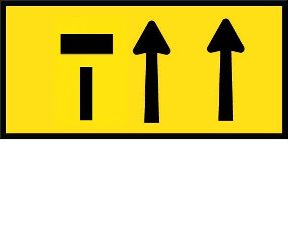 (Lane Status - 3 lanes - left lane closed) Graphic Sign - Reflective - Black edge - Yellow - 1800x900mm