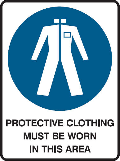 (PROTECTIVE CLOTHING MUST BE WORN IN THIS AREA) PP Graphic Safety Sign