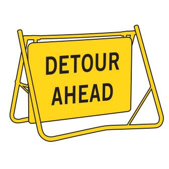 (DETOUR AHEAD) Swing Stand Sign - Galv. Steel - Yellow