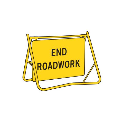 (END ROADWORK) Swing Stand Sign - Galv. Steel - Yellow