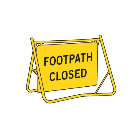 (FOOTPATH CLOSED) Swing Stand Sign - Galv. Steel - Yellow