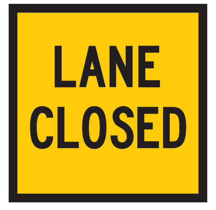 (LANE CLOSED) Swing Stand Sign - Galv. Steel - Yellow