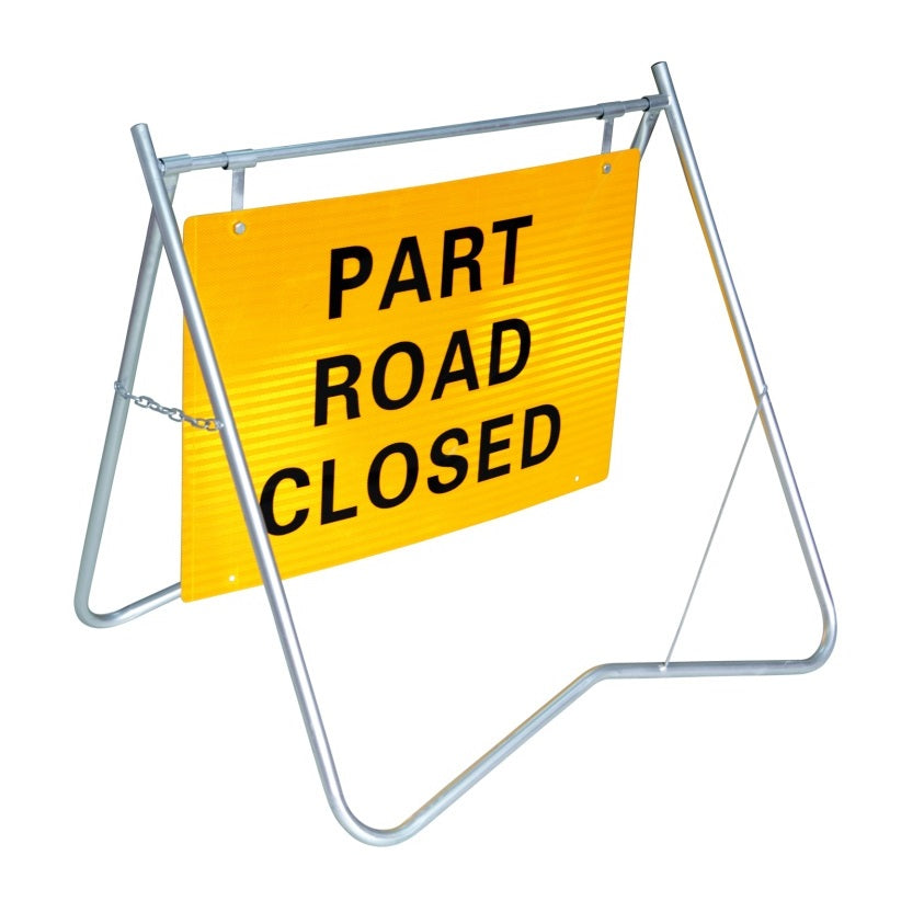 (PART ROAD CLOSED) Swing Stand Sign - Galv. Steel - Yellow