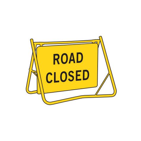 (ROAD CLOSED) Swing Stand Sign - Galv. Steel - Yellow