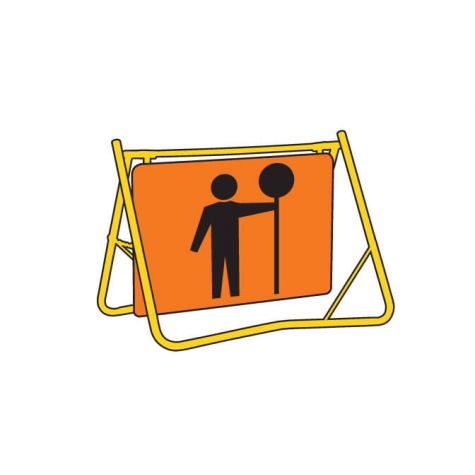 (Traffic Controller) Swing Stand Graphic Sign - Galv. Steel - Red