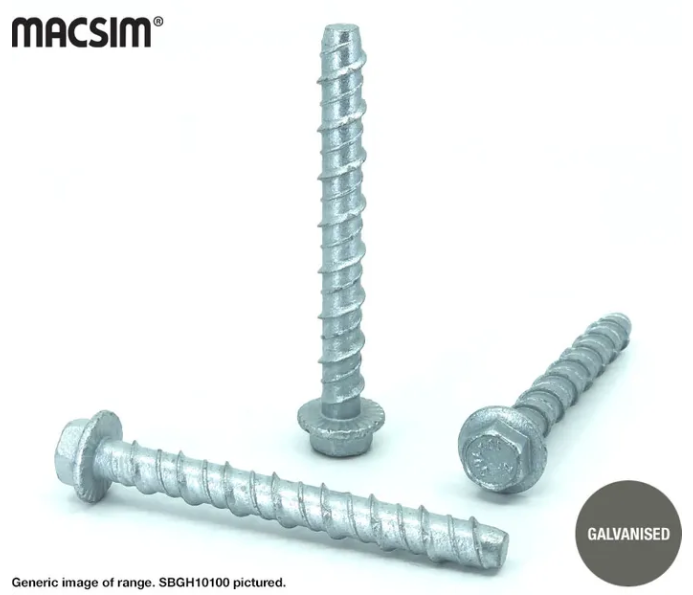 MACSIM Galvanised Hex Head Screwbolts 8 mm