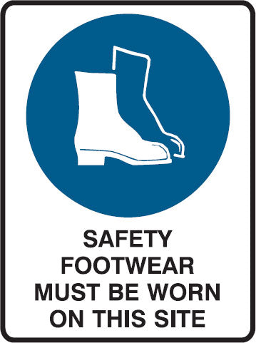 (FOOT PROTECTION MUST BE WORN IN THIS AREA) PP Graphic Safety Sign