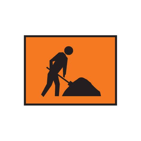 (Roadwork ahead) Graphic Sign - Reflective - Black edge - Orange - 900x600mm