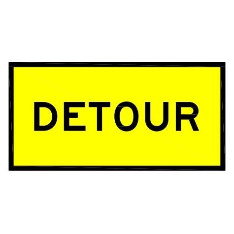 (DETOUR) Corflute Sign - Black on Yellow - 600x600mm