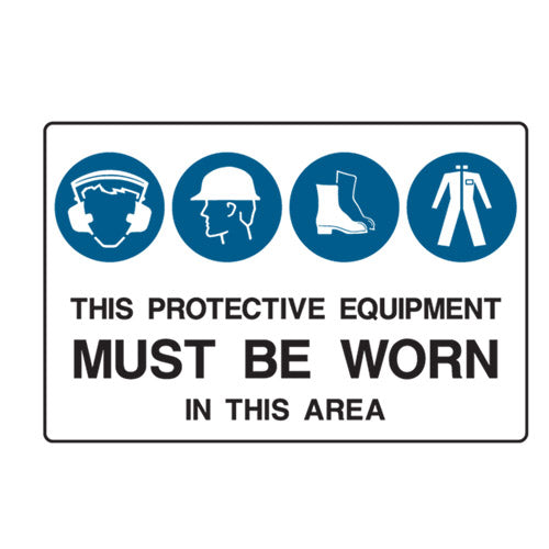 (This protective equipment must be worn in this area) PP  Graphic Safety Sign